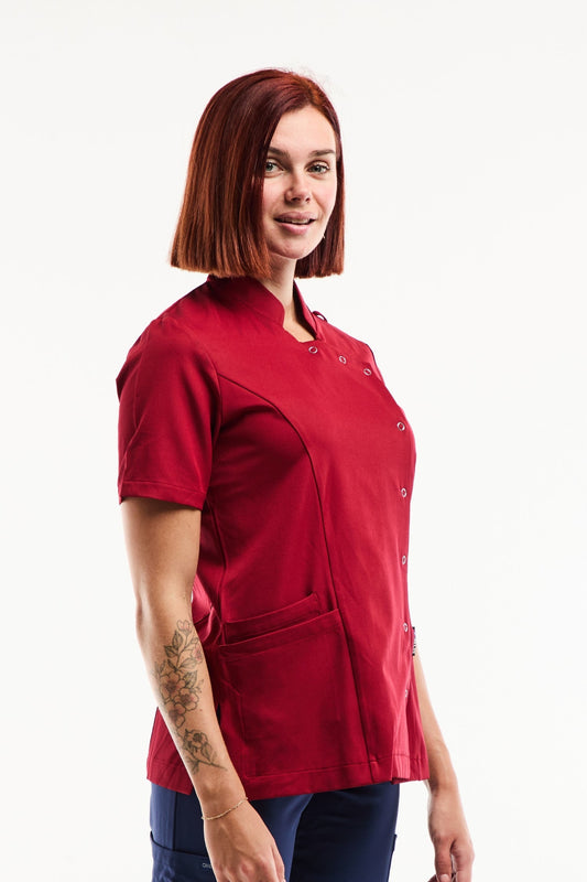 Medische damesblouse Aurelia – Stretch & ultrazacht - Bordeaux