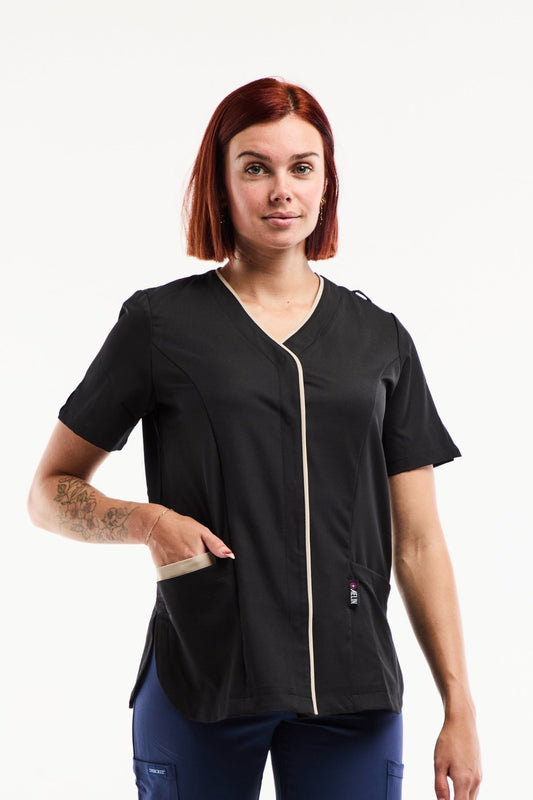 Medische damesblouse Serena – Stretch & ultrazacht - Zwart