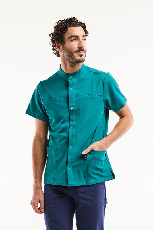 Medische herenblouse Noah – Stretch & ultrazacht - Turquoisegroen