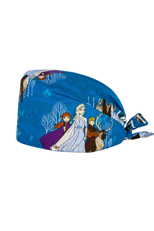 Stoffen OK-muts met motief – Blauw met Frozen-motief
