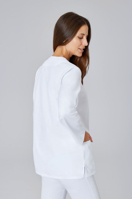 Witte medische blouse met lange mouwen voor dames