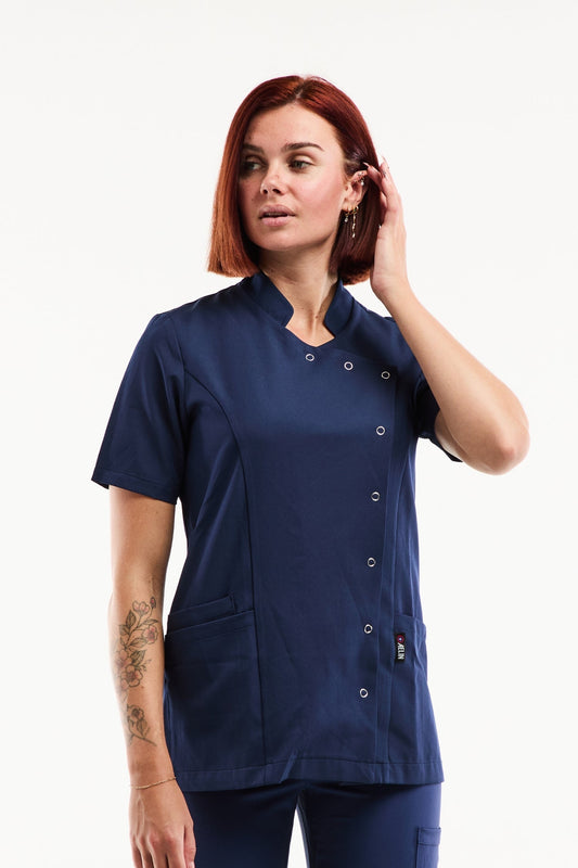Medische damesblouse Aurelia – Stretch & ultrazacht - Marineblauw