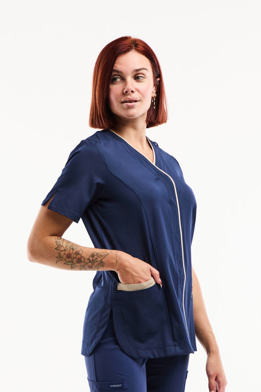 Medische damesblouse Serena – Stretch & ultrazacht - Marineblauw