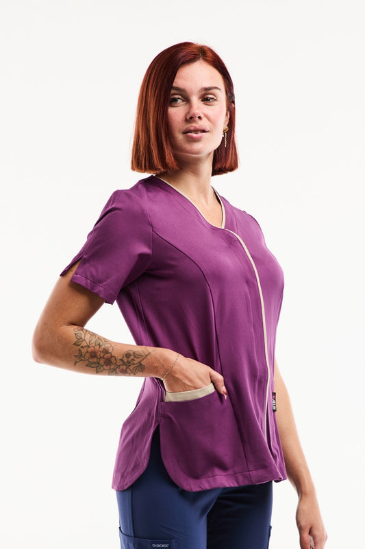 Medische damesblouse Serena – Stretch & ultrazacht - Paars