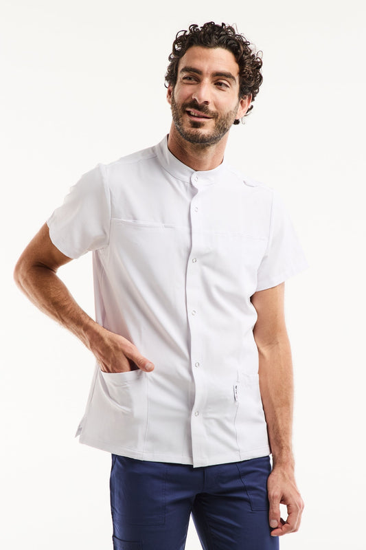 Medische herenblouse Noah – Stretch & ultrazacht - Wit