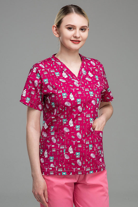 Medische blouse - Roze met medische print