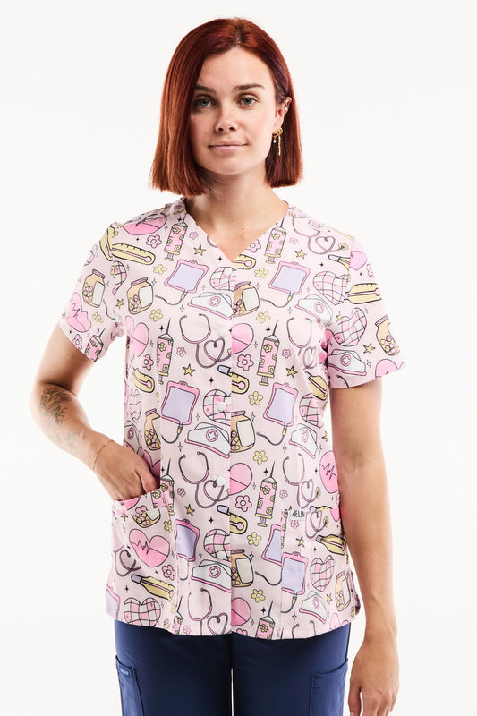 Medische stretchblouse - Dames -  Verpleeg- & zorgiconen