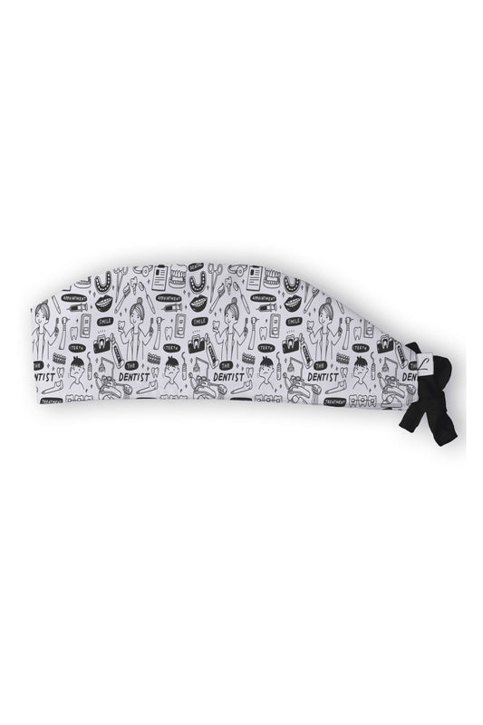 Witte medische muts van Aelin met tandmotief, Art-collectie