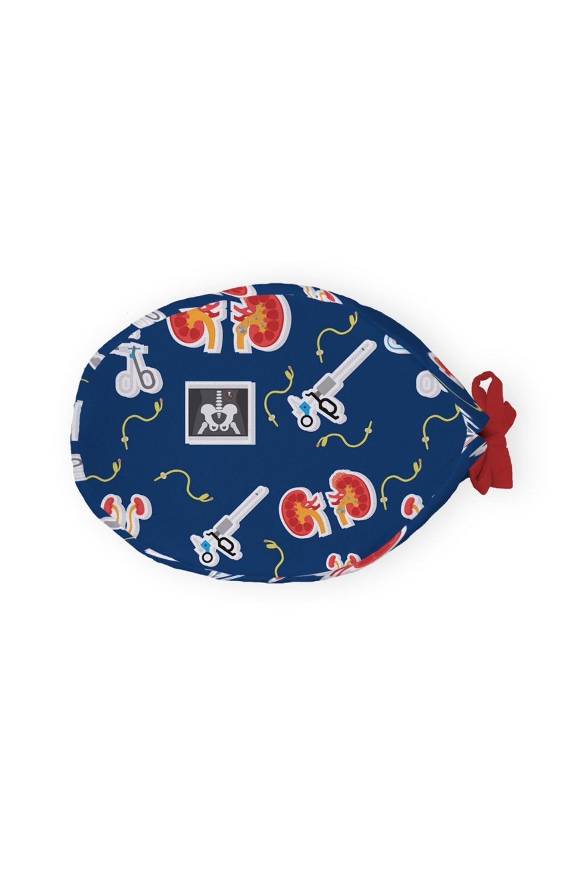 Ovale medische pochette met unieke Grey’s Anatomy-motieven op blauwe achtergrond voor medische muts van Aelin