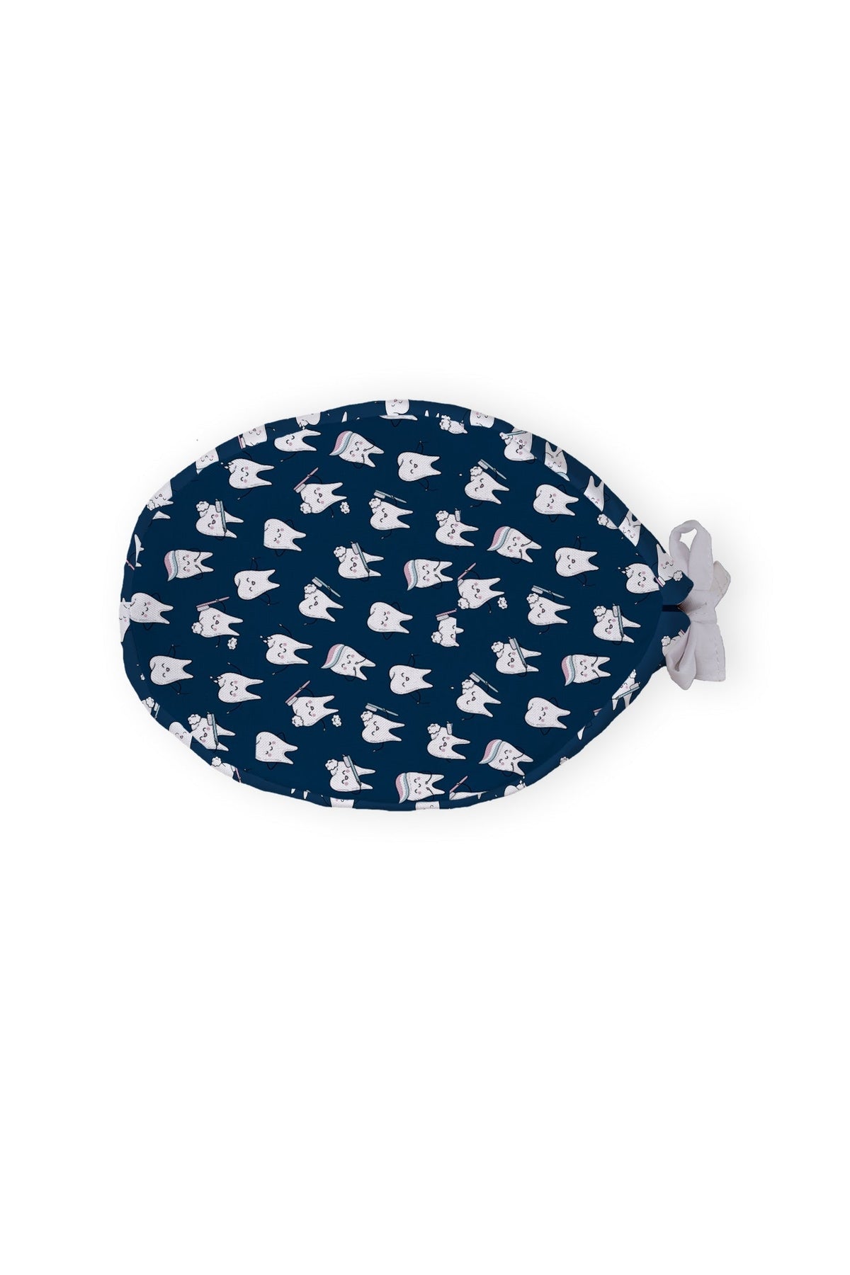 Marineblauwe medische muts met tandmotief uit de Aelin-collectie, met strik