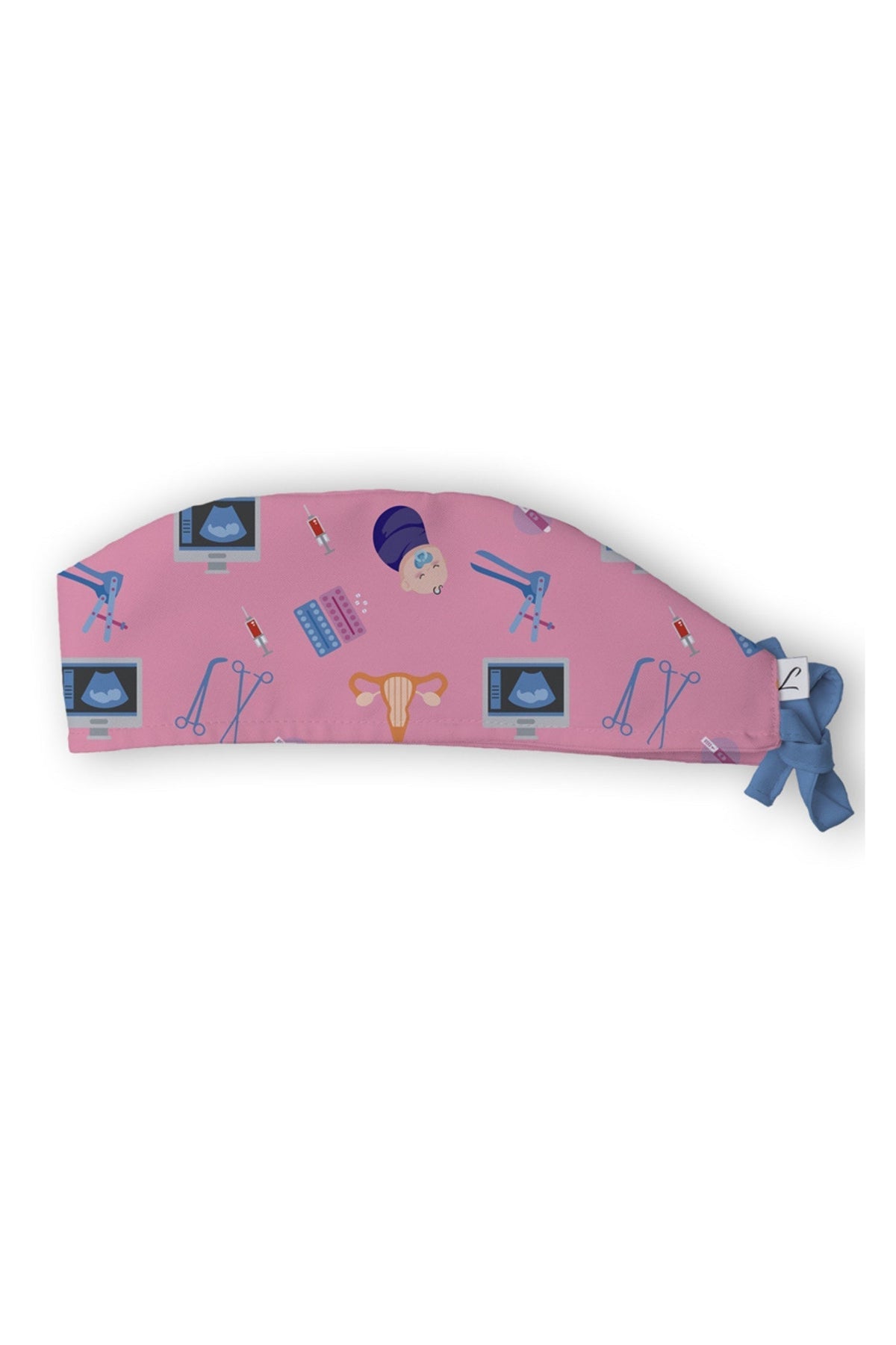 Roze medische muts van Aelin met unieke motieven, geïnspireerd door Grey’s Anatomy