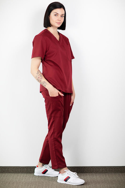 Medfit - Medische set blouse en broek - Unisex - Bordeaux