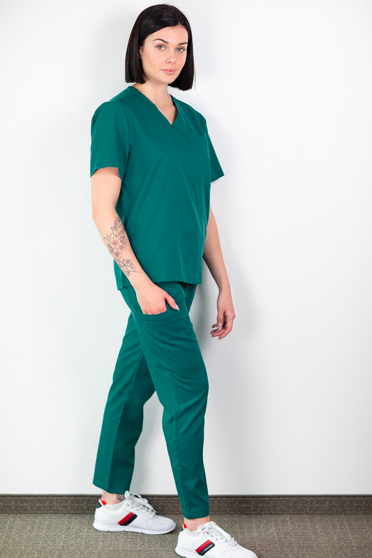 Medfit - Medische set blouse en broek - Unisex - Groen