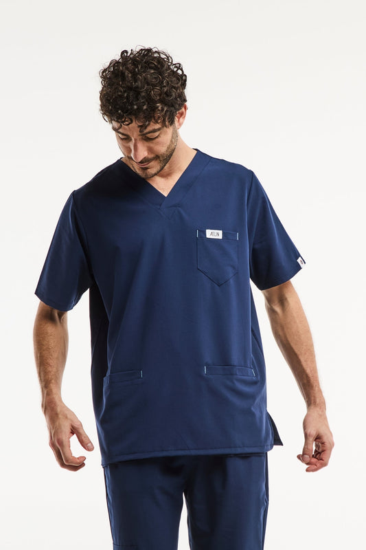 Medische tuniek - Marineblauw, Slimfit - Heren
