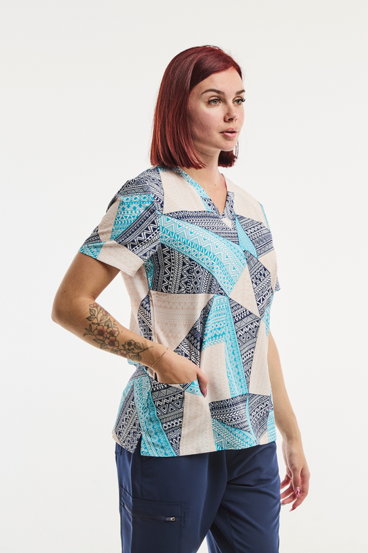 Medische stretchtuniek  - Dames -  Elegante geometrie