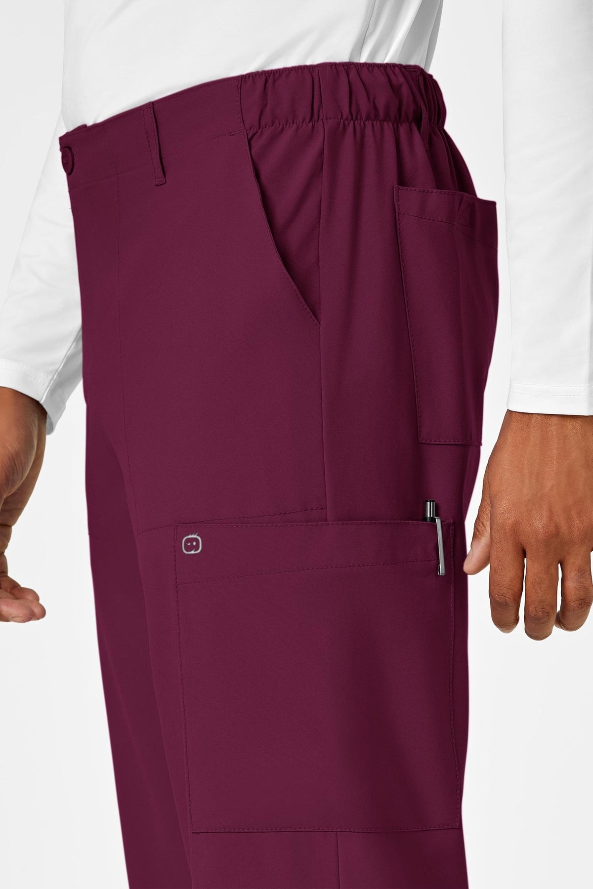 Bordeaux broek van een medische set, met zijzakken, voor heren